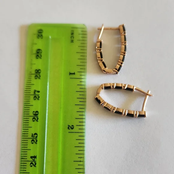 New 14K Gold Filled Onyx Hoop Earrings for Women